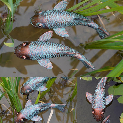 Antique Koi Fish Garden Statue – Outdoor Patio & Pond Sculpture for Backyard or Home Decor