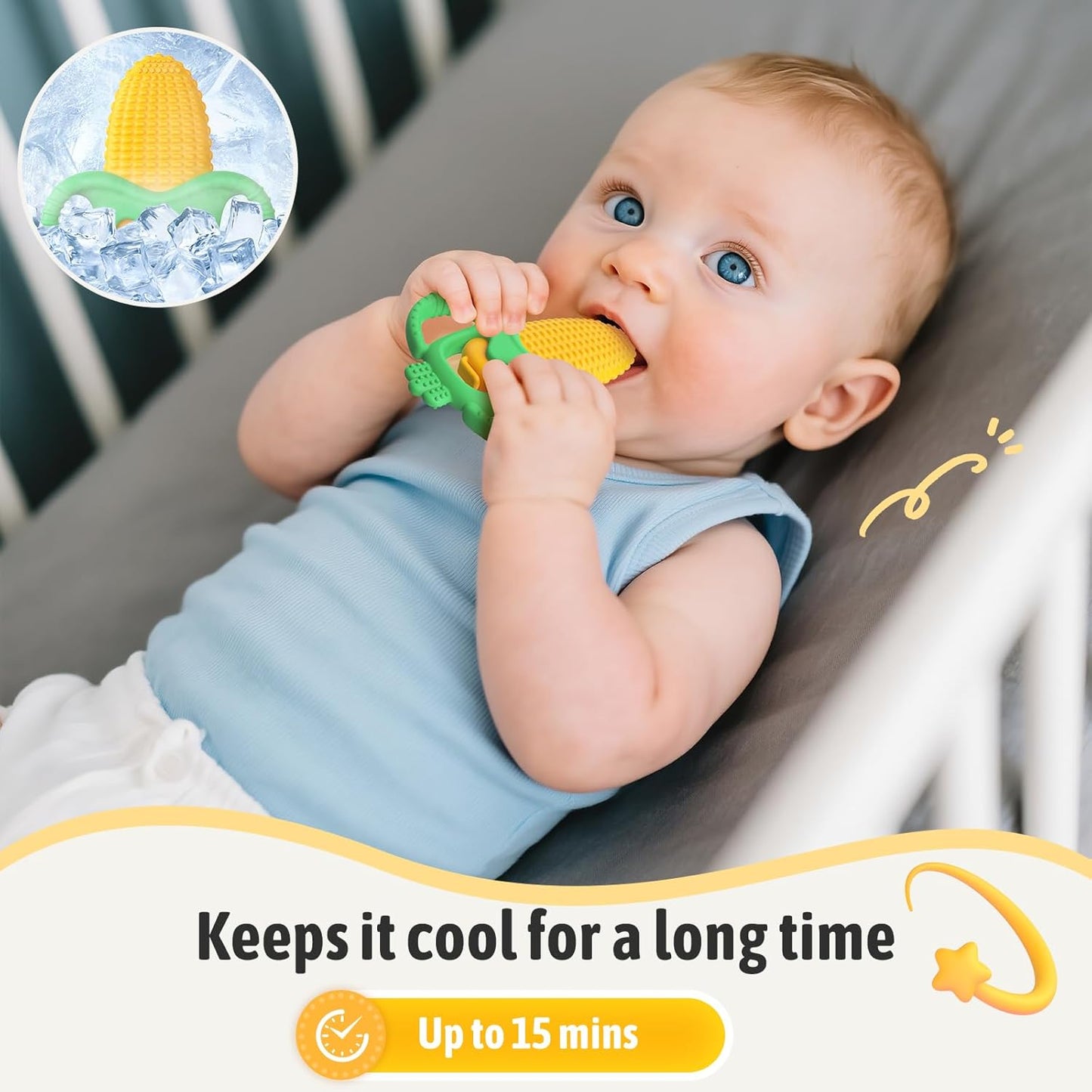 Baby Corn Teether – BPA-Free Freezer-Safe Teething Relief Toy (0–12 Months)