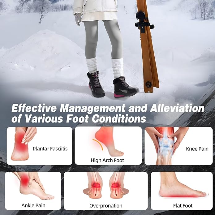 Women’s Waterproof Insulated Winter Snow Boots – Wide Fit with Arch Support (Black, Size 9 Wide)