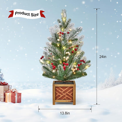 24" Pre-Lit Mini Christmas Tree with Decorations