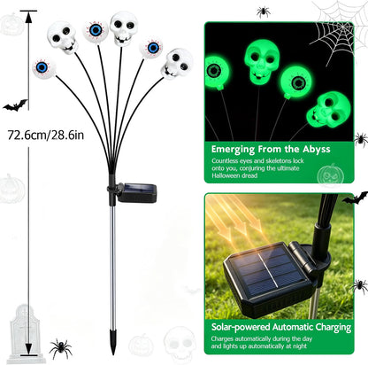 4-Pack Solar Halloween Scary Eyeball Lights – Green LED Outdoor Spooky Yard & Garden Decorations