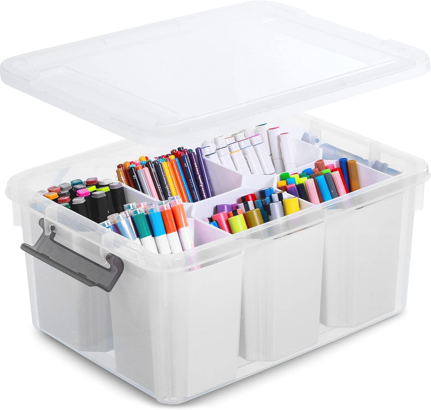 17 QT Clear Plastic Storage Bins with Lids - Stackable Multipurpose Organizer for Tools, Crafts, and More