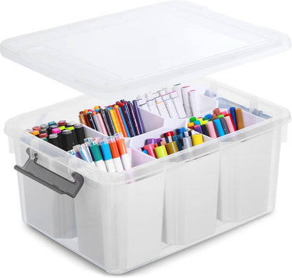 17 QT Clear Plastic Storage Bins with Lids - Stackable Multipurpose Organizer for Tools, Crafts, and More