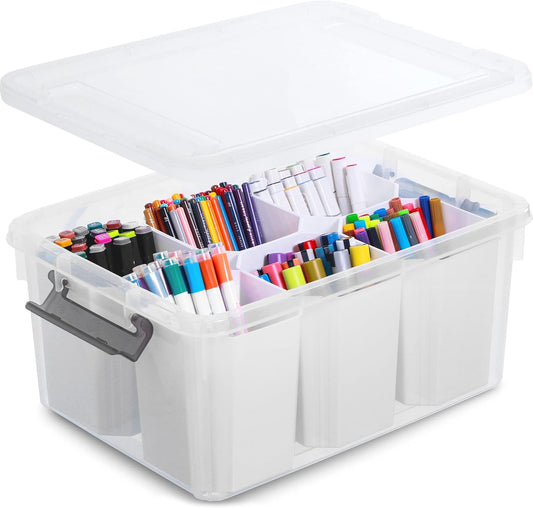 17 QT Clear Plastic Storage Bins with Lids - Stackable Multipurpose Organizer for Tools, Crafts, and More