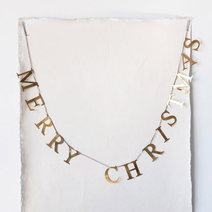 55" Merry Christmas Brass Finish Metal Garland