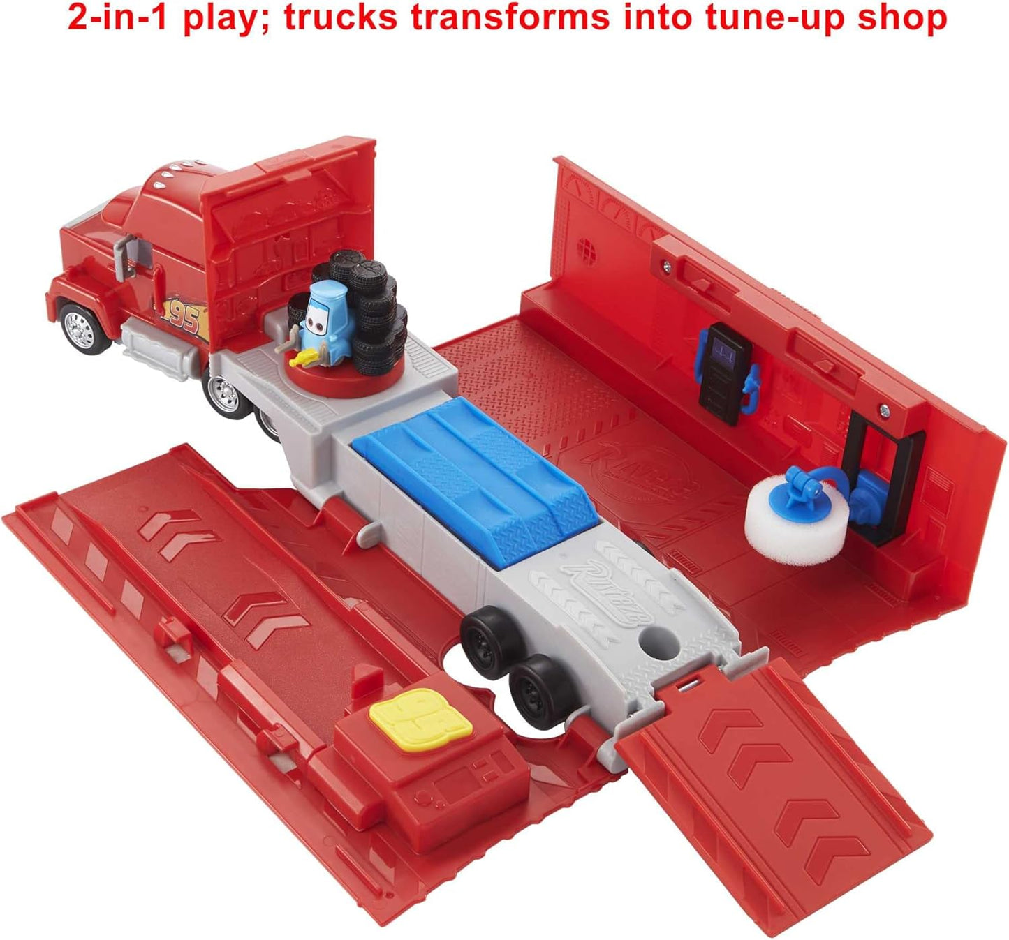 Disney Pixar Cars Transforming Mack Playset – 2-in-1 Truck & Tune-Up Station with Launcher (Ages 4+)