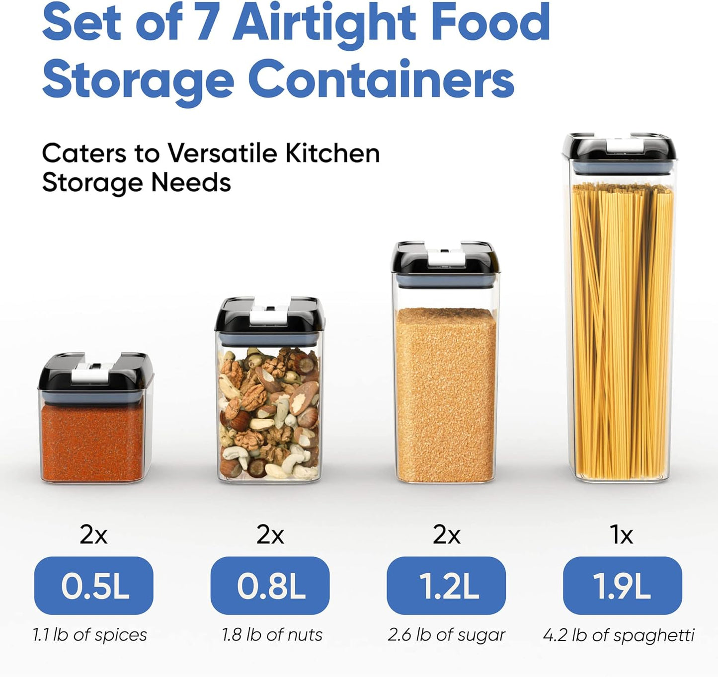 7-Piece Airtight Food Storage Container Set with Labels and Marker