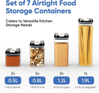 7-Piece Airtight Food Storage Container Set with Labels and Marker