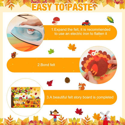 3.4 FT Fall Felt Story Board Set – 55-Piece Autumn Wall Activity Board for Kids