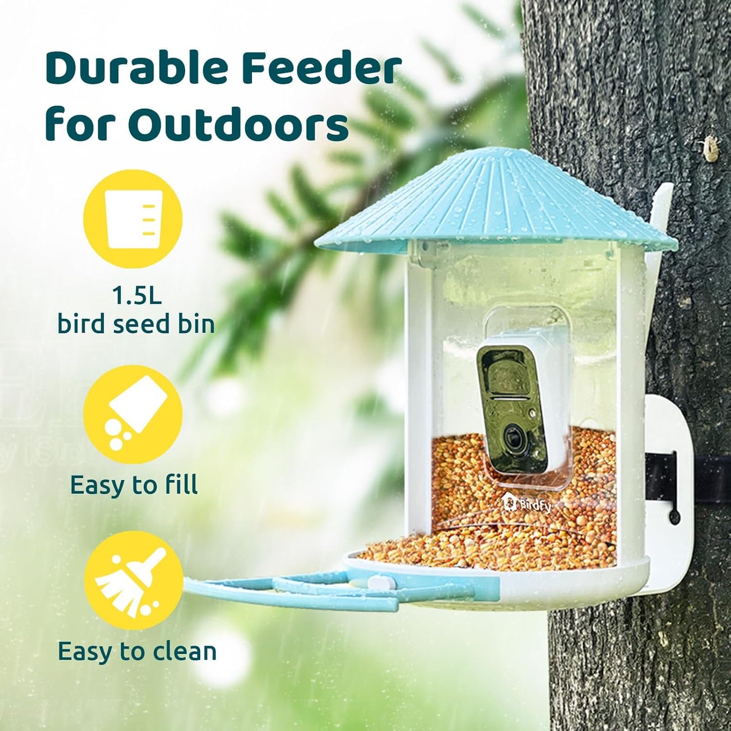 Smart Bird Feeder with 2K AI Camera – Auto Video Capture & Live Stream (Subscription Required)