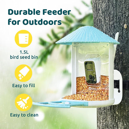 Smart Bird Feeder with 2K AI Camera – Auto Video Capture & Live Stream (Subscription Required)