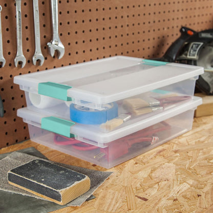 6-Pack Clip Boxes - Stackable Clear Plastic Storage Bins with Latching Lids for Arts, Crafts, and Office Organization