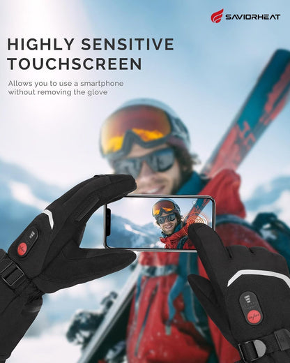 Rechargeable Heated Gloves for Men & Women – 3000mAh Waterproof Ski Gloves with 3 Heat Levels up to 150°F, Size Medium
