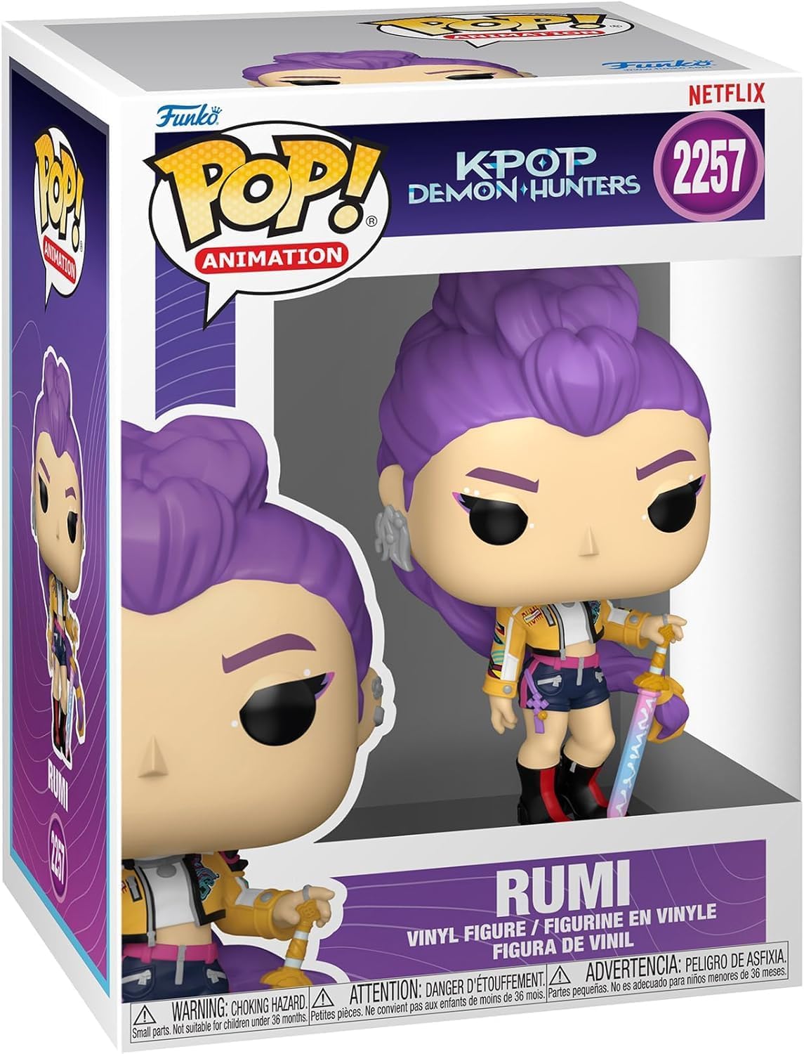 Rumi Vinyl Figure – Kpop Demon Hunters Collectible (3.75") with Compatible Box Protector – Multicolor