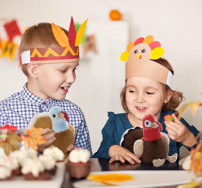 14" Thanksgiving Turkey Stuffed Animal with 3 Baby Turkeys – Soft Fall Plush Toy & Holiday Décor