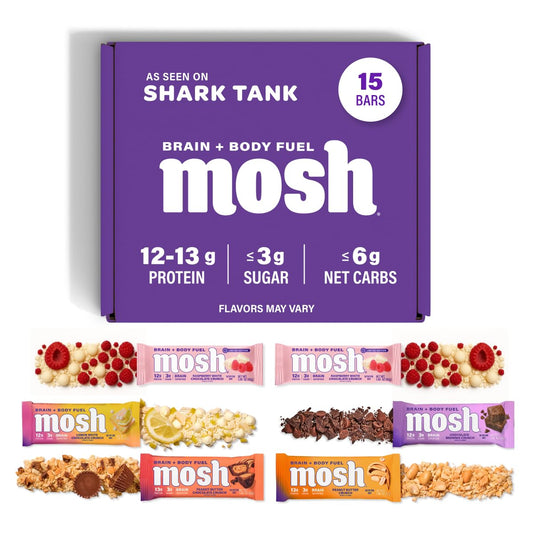 Variety Pack Keto Protein Bars – High Protein, High Fiber, Low Carb, Gluten-Free, Brain Health with Ashwagandha & Lion's Mane, 15 Count