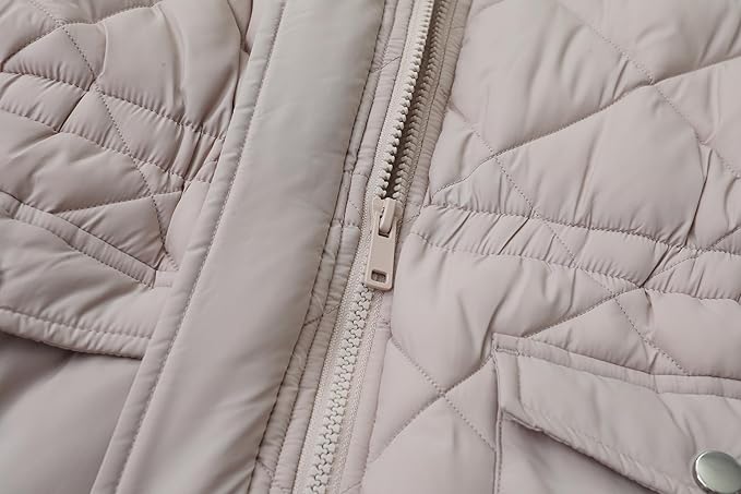 Girls’ Waterproof Winter Parka – Hooded Fleece-Lined Insulated Coat (Light Khaki, Size 5)