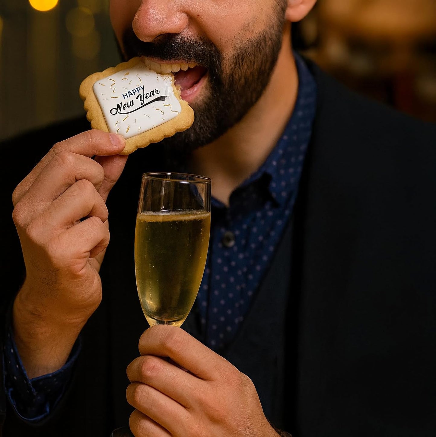 Happy New Year Cookies - Individually Wrapped 2026 Sugar Cookie Treats (24 Pack) for Party Favors