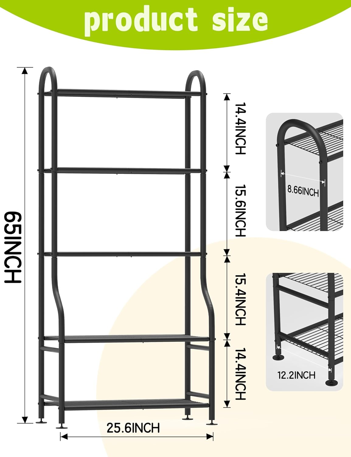 5-Tier Metal Plant Stand – Heavy Duty Waterproof Indoor Outdoor Plant Shelf with Leveling Feet for Living Room, Patio & Garden – Black