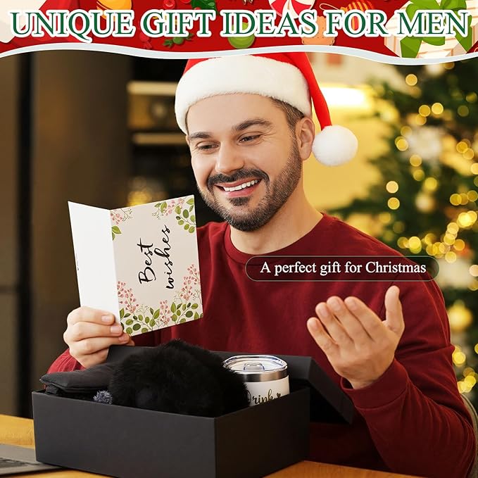8-Piece Winter Gift Basket for Men – Get Well & Birthday Care Package (Black)