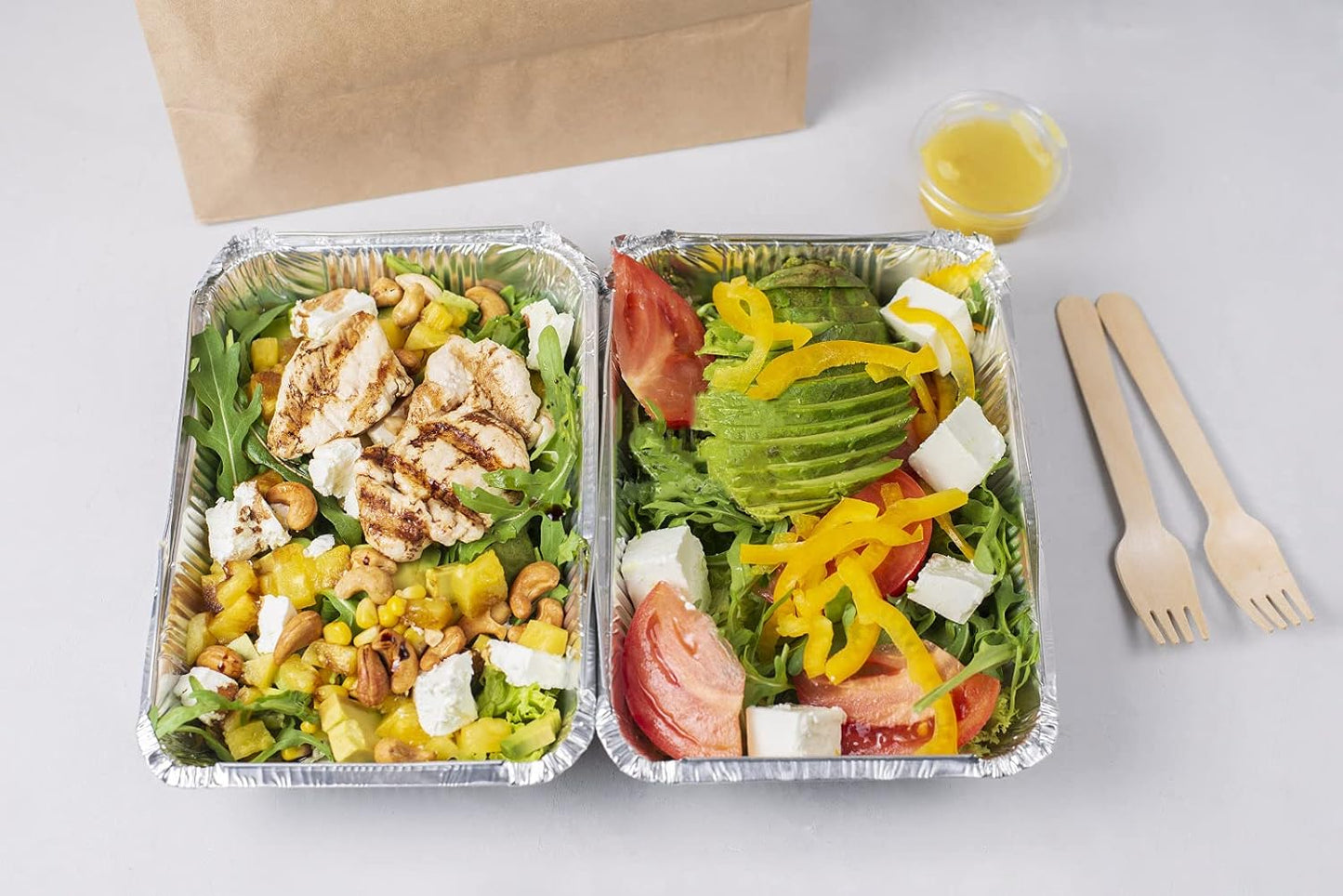 Aluminum Foil Pans with Lids – 50-Pack 8.5" x 6" Disposable Food Containers