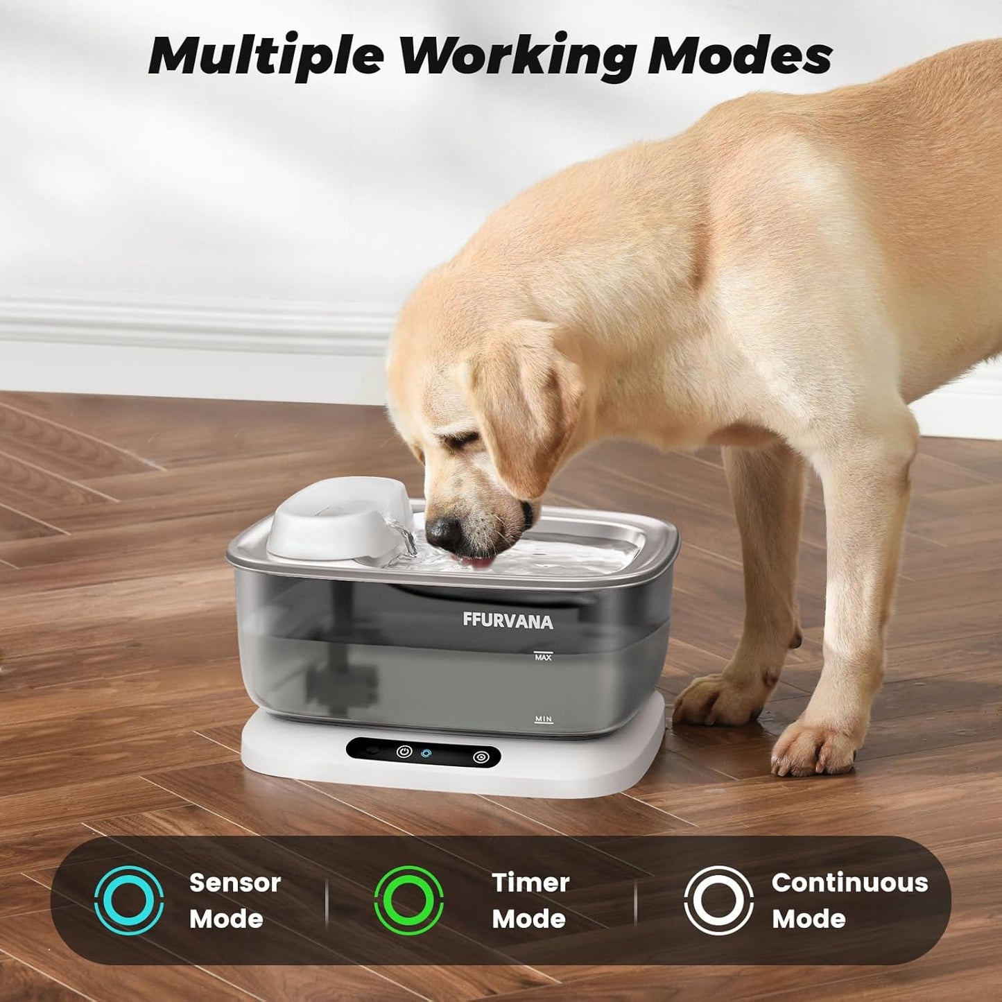7L Smart Pet Fountain, 68-Day Battery, Quiet Design Dual Modes (Wireless & Wired) for Large Dogs and Multi-Pet Homes