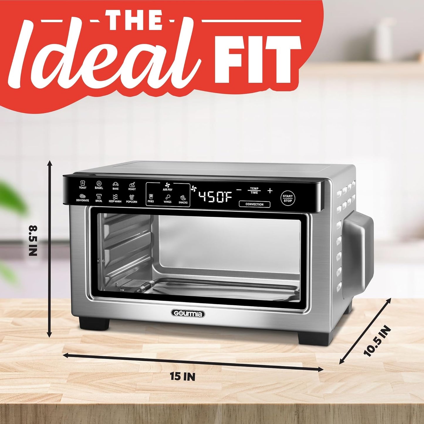 Digital Air Fryer Toaster Oven – 4-Slice Convection with 12 Presets (Stainless Steel)