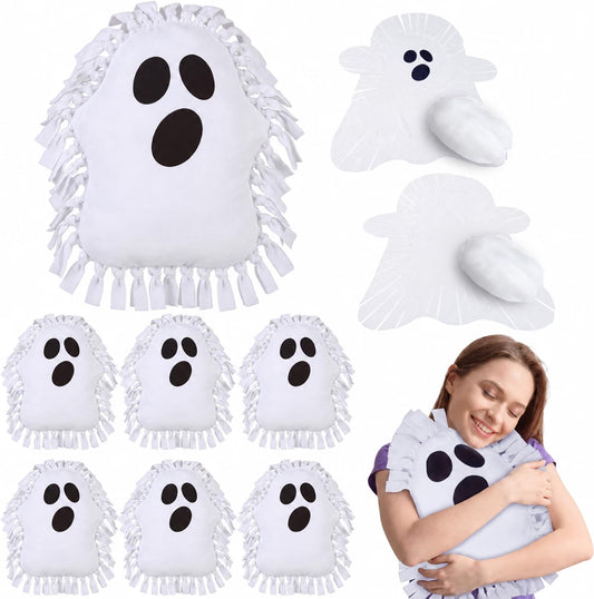6-Set Halloween Ghost Tied Pillow Craft Kit – No-Sew DIY Pillow Activity for Kids