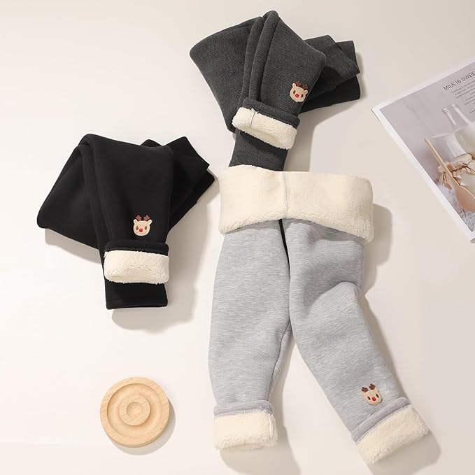 3-Pack Girls’ Fleece-Lined Leggings – Thick Warm Winter Pants (Ages 9–10)