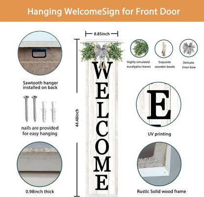 Standing Welcome Sign for Front Porch (White)