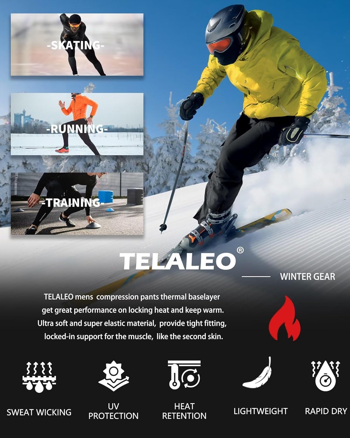 Men’s Fleece-Lined Thermal Compression Pants – Cold Weather Baselayer (4- or 5-Pack)
