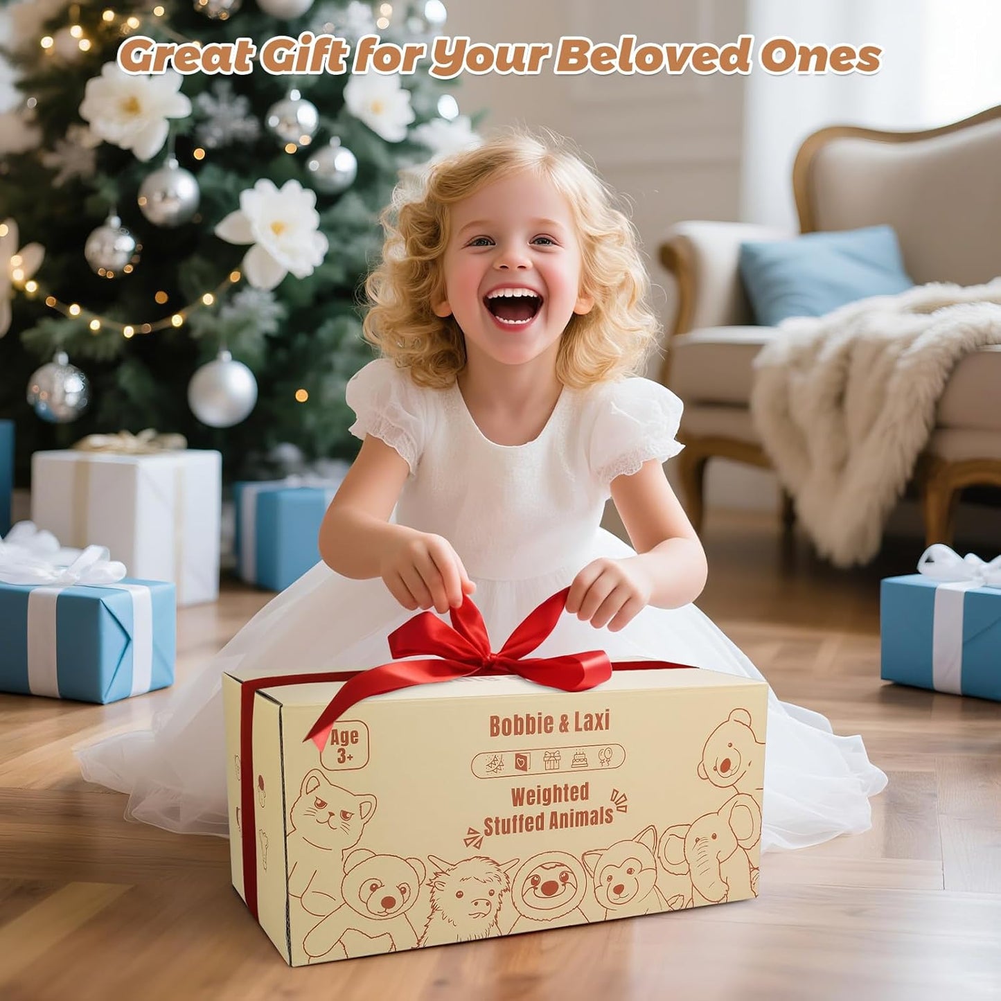 24" Highland Cow Weighted Plush – 4.5 lb Adjustable Sitting/Laying Stuffed Animal with Removable Ceramsite Bag