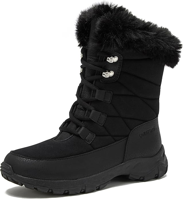 Women’s Waterproof Insulated Snow Boots – Lace-Up or Slip-On Winter Shoes (Sizes 6–11, Medium/Wide)