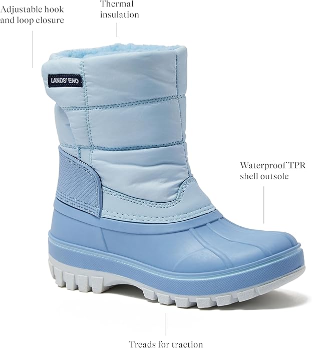Waterproof Kids' Snow Boots – Insulated, Fleece-Lined Winter Boots for Toddlers, Girls & Boys, Light Blue, Size 7 Big Kid