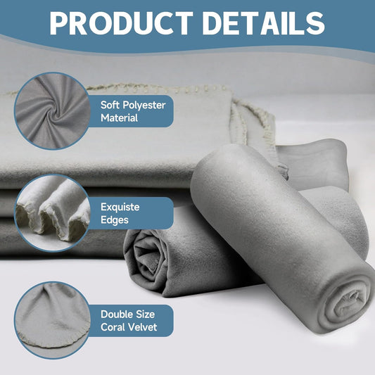 12-Pack Fleece Throw Blankets – Soft, Warm & Lightweight 60" x 50" (Light Gray)