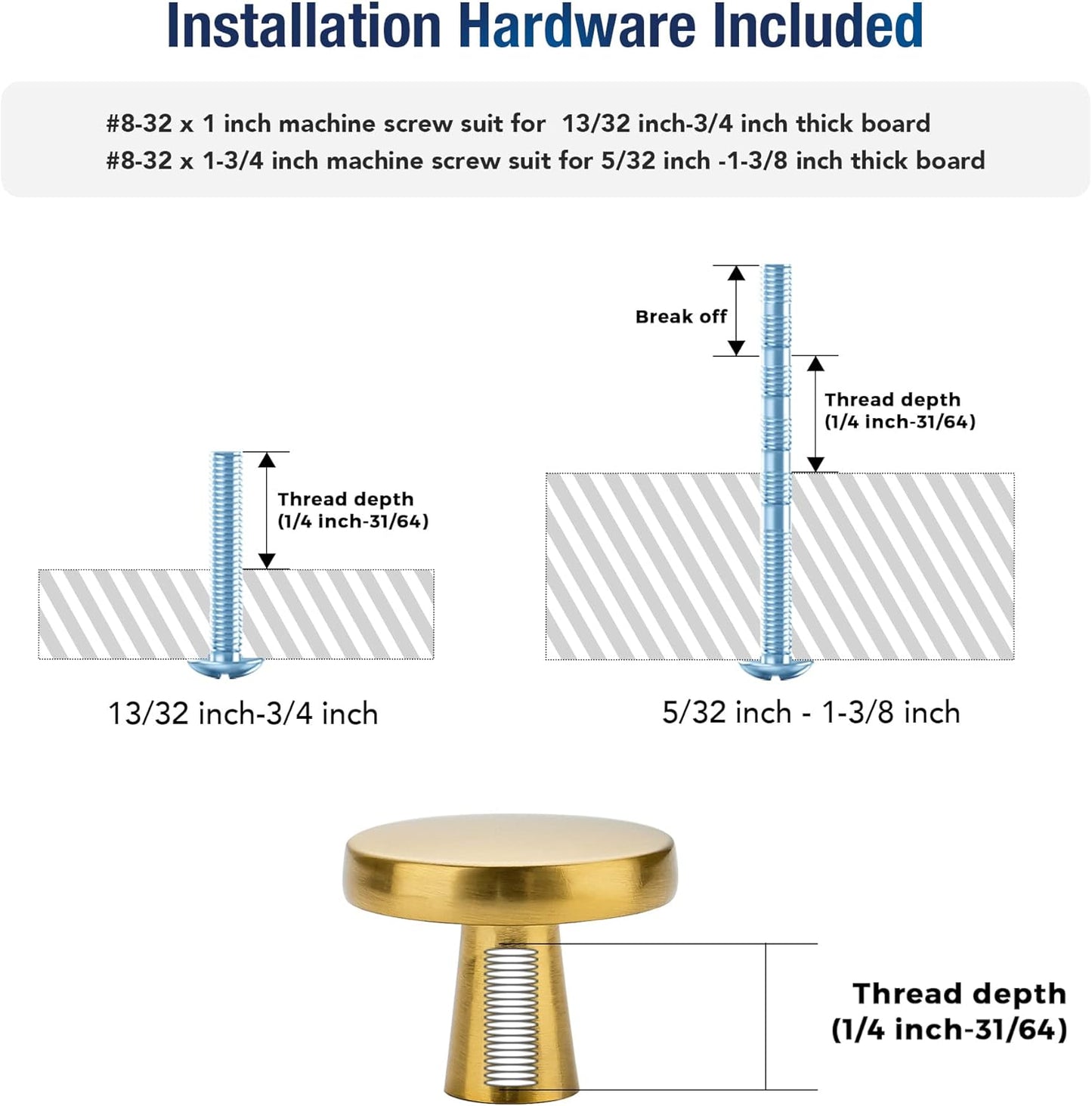 30 Pack Brushed Brass 1.25-Inch Cabinet Knobs