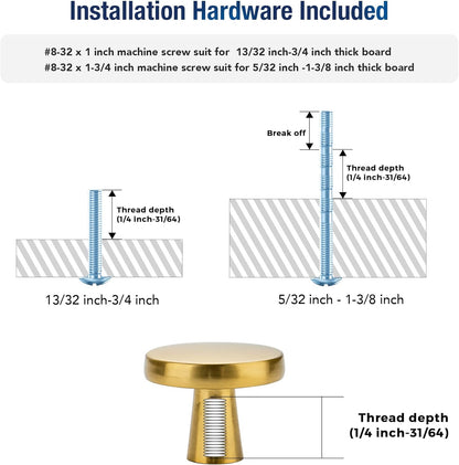 30 Pack Brushed Brass 1.25-Inch Cabinet Knobs