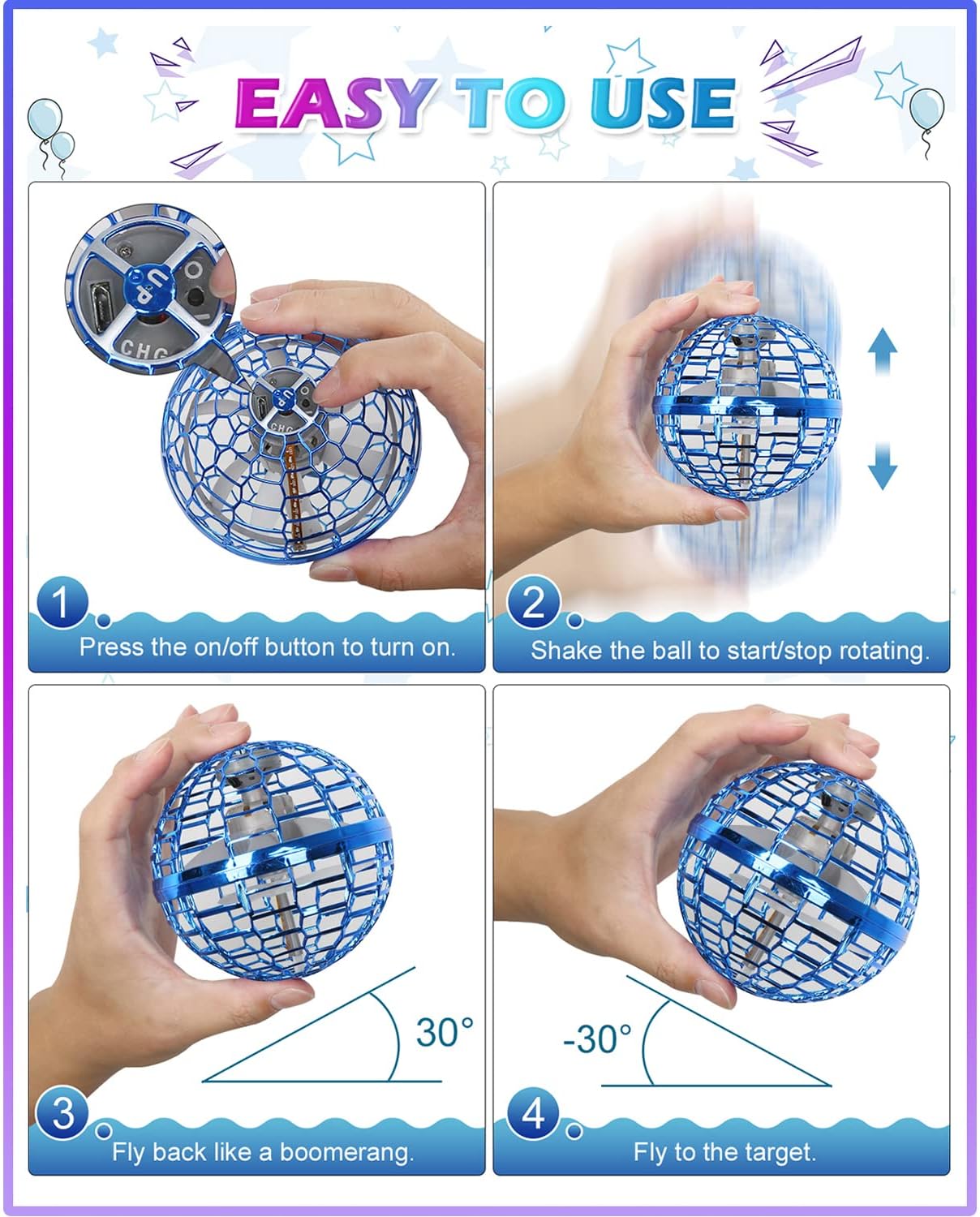 Magic Flying Orb Ball – Light-Up Hand-Operated Mini Drone & Boomerang Hover Toy (Ages 6–13)