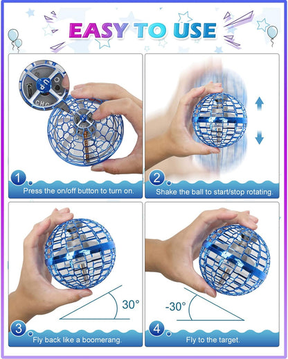 Magic Flying Orb Ball – Light-Up Hand-Operated Mini Drone & Boomerang Hover Toy (Ages 6–13)