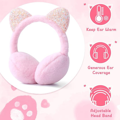 6-Piece Kids Winter Accessories Set – Ear Muffs, Scarves & Gloves (Pink & Purple)