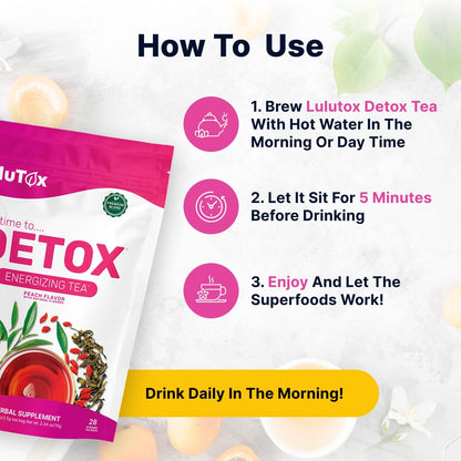 Detox Slimming Tea – Dandelion & Ginseng for Bloating, Digestive & Weight Support (Peach, 28 Servings)