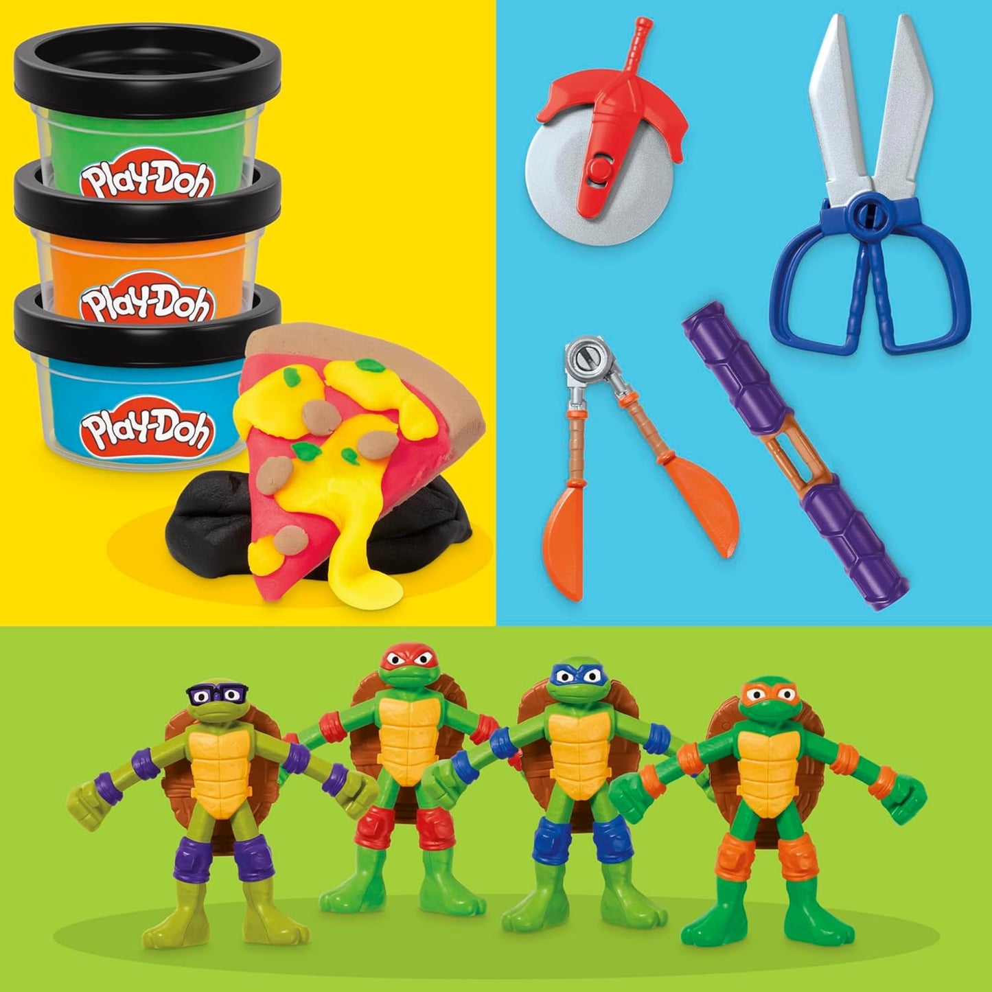 Play-Doh TMNT Cowabunga Creations 4-Inch Action Figures Set for Ages 4+