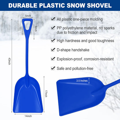 3-Piece Large Plastic Snow Shovel Set – Multicolor Heavy-Duty Scoop Shovels for Winter Snow Removal