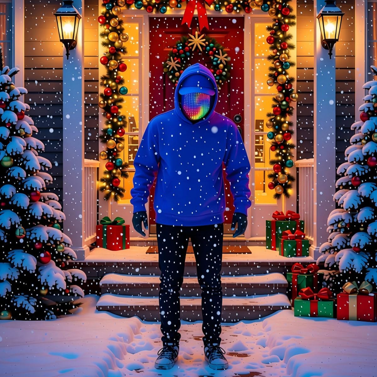 LED Gesture-Sensing Mask – Light-Up Transforming Digital Face Mask for Parties & Gifts