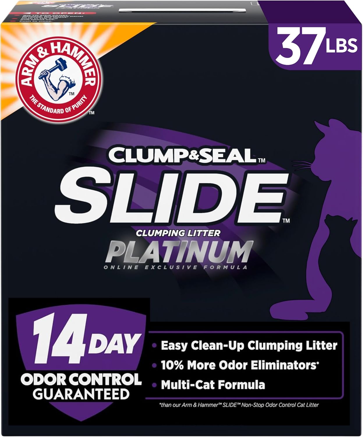 Slide Platinum Clumping Cat Litter – Easy Clean-Up, Multi-Cat Formula, 37 lb Bag