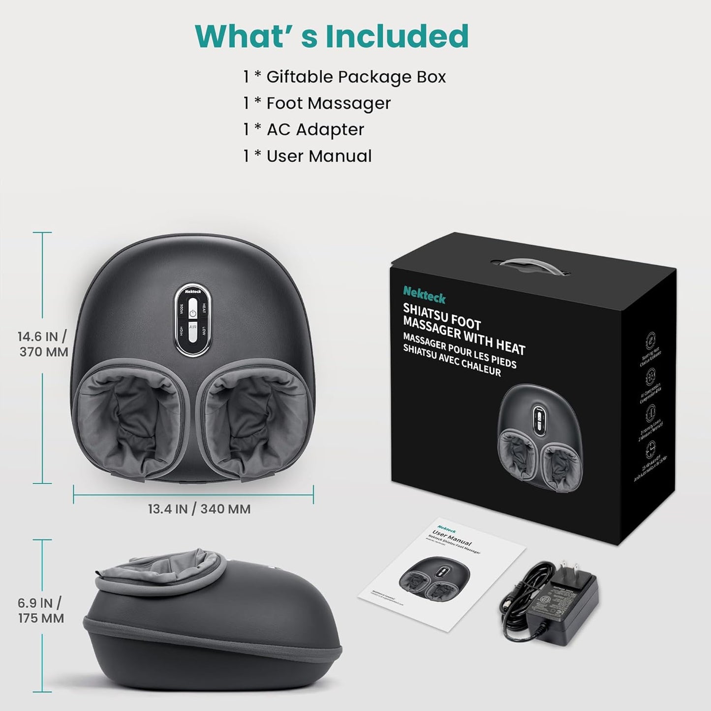 Foot Massager with Heat – Deep-Kneading Air Compression, FSA/HSA Eligible, Improves Circulation & Relieves Foot Pain