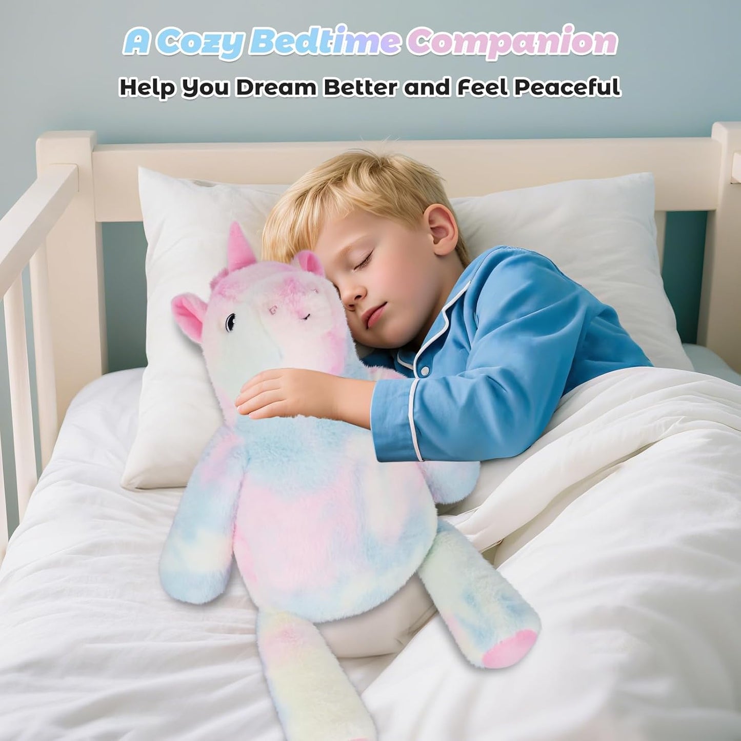 23" Weighted Unicorn Plush – 4.5 lb Adjustable Sitting/Laying Stuffed Animal with Removable Ceramsite Bag