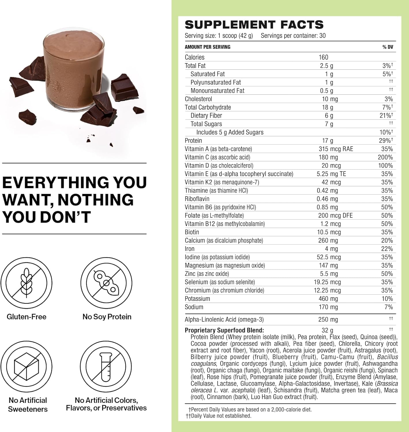 Whey Protein Powder – Gluten-Free Superfood Protein Shake for Lean Muscle & Weight Support (Vanilla, 30 Servings)