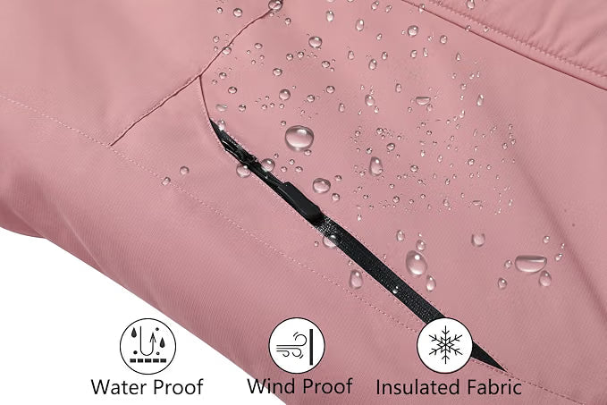 Women’s Warm Winter Ski Jacket – Insulated Snowboarding Coat for Cold Weather & Snow Sports, Pink, Small