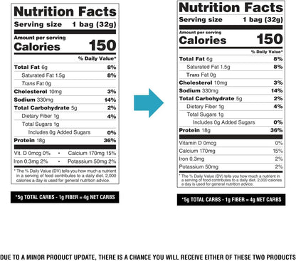 Nacho Cheese Protein Chips – 18g Protein, 4g Net Carbs, Gluten Free – 1.1 oz (12 Pack)